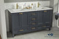 Paloma 60" Dark Gray Double Bathroom Vanity with Quartz Top & Gold Hardware