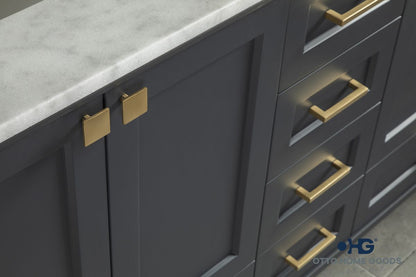 Paloma 60" Dark Gray Double Bathroom Vanity with Quartz Top & Gold Hardware