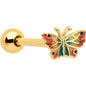 Gold Tone Sunrise Butterfly Barbell Tongue Ring