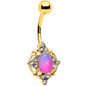 Pink Tourmaline Gold Tone Wondrous Glam Belly Ring
