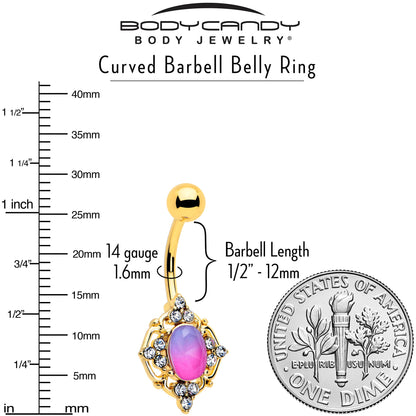 Pink Tourmaline Gold Tone Wondrous Glam Belly Ring