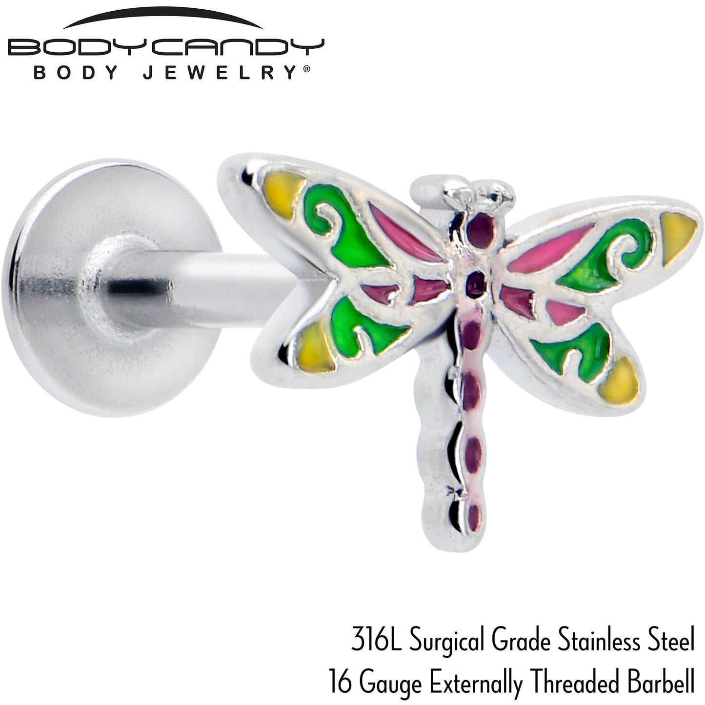 16G Dragonfly Colors Flat Back Earring