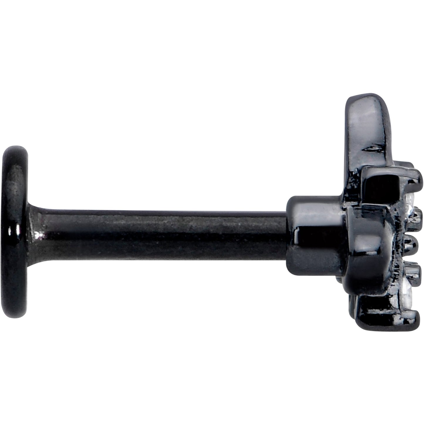 16G Clear CZ Gem Black Gothic Star Flat Back Earring