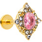 16G Pink Tourmaline Gold Tone Wondrous Glam Flat Back Earring
