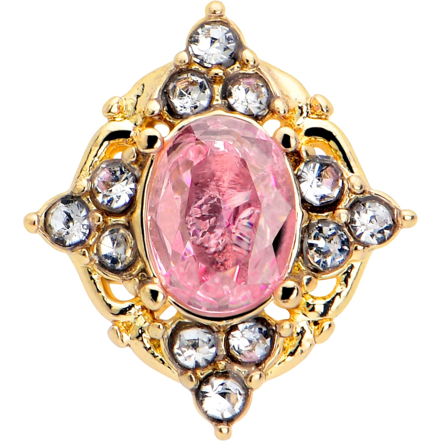 16G Pink Tourmaline Gold Tone Wondrous Glam Flat Back Earring