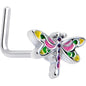 20G 7mm Dragonfly Colors L Shape Nose Ring