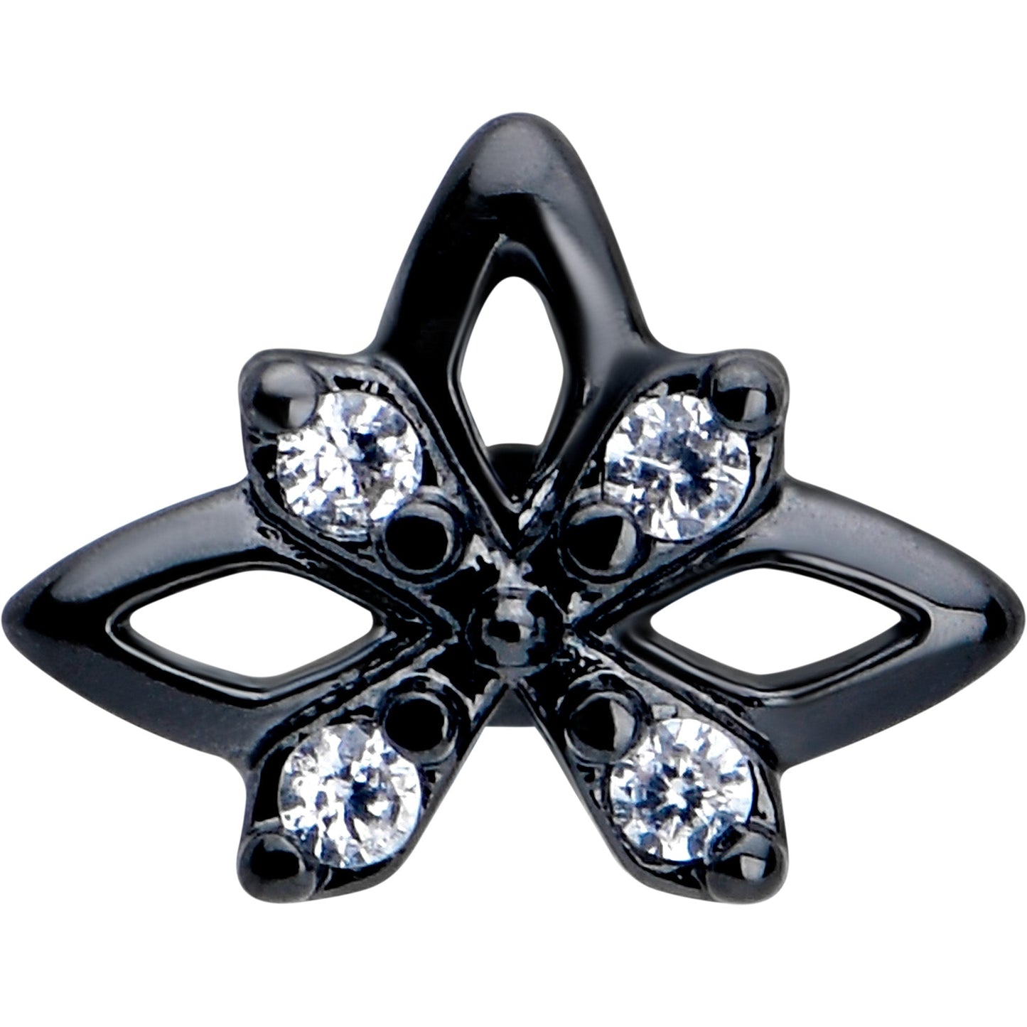 20G 7mm Clear CZ Gem Black Gothic Star L Shape Nose Ring