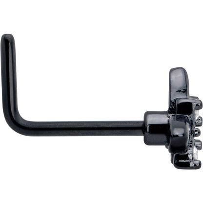 20G 7mm Clear CZ Gem Black Gothic Star L Shape Nose Ring