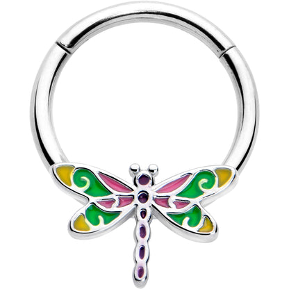 16G 3/8 Dragonfly Color Hinged Segment Ring