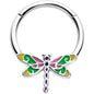 16G 3/8 Dragonfly Color Hinged Segment Ring