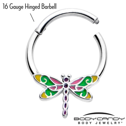 16G 3/8 Dragonfly Color Hinged Segment Ring