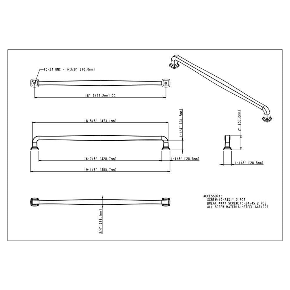 96 mm Center-to-Center Satin Nickel Fontana Cabinet Pull