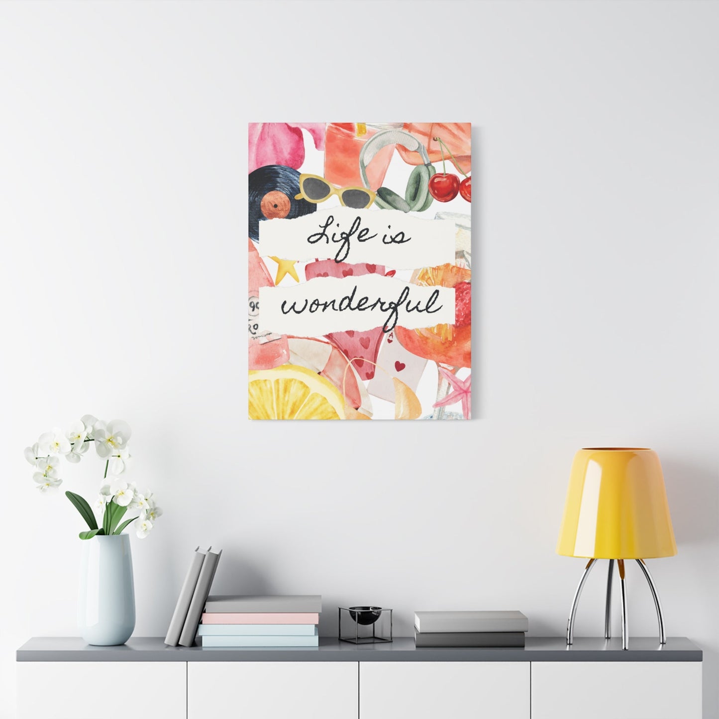 Life is Wonderful Canvas Wall Art, Colorful Decor, Inspirational Gift, Home Display, Summery Wall Art, Motivational Print
