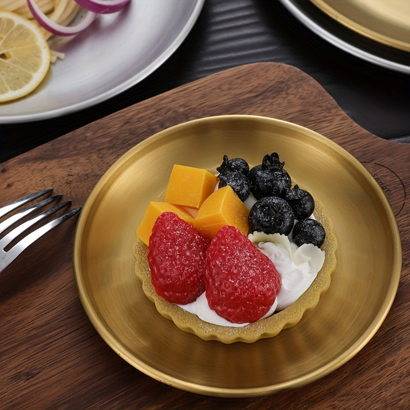 Elegant Stainless Steel Dessert  Snack Plate  Retro Style | Kitchen [Metal] | Kitchen + Metal