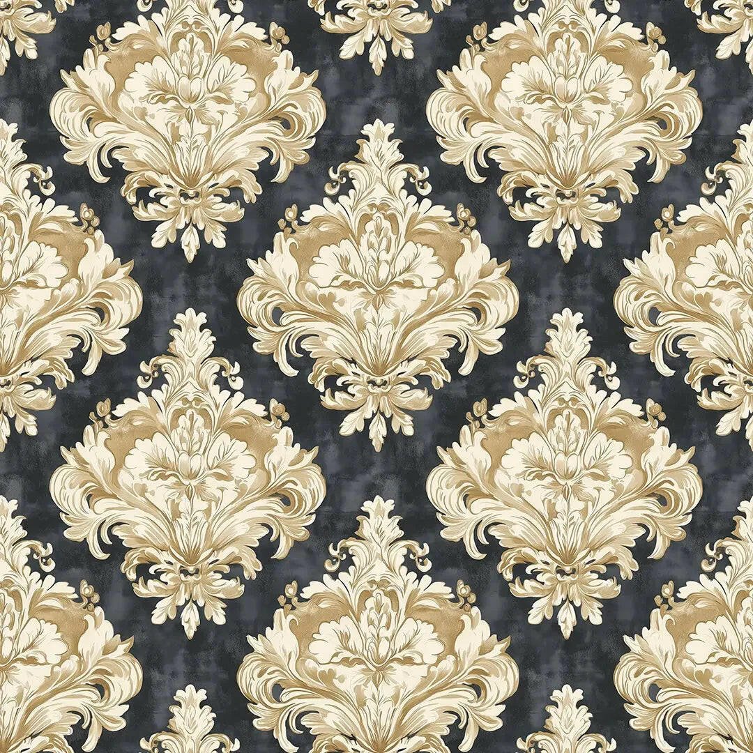 Gilded Noir Damask Wallpaper