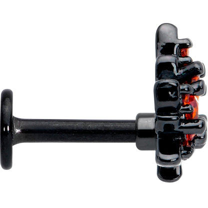 16G Orange CZ Gem Black Autumn Leaf Flat Back Earring