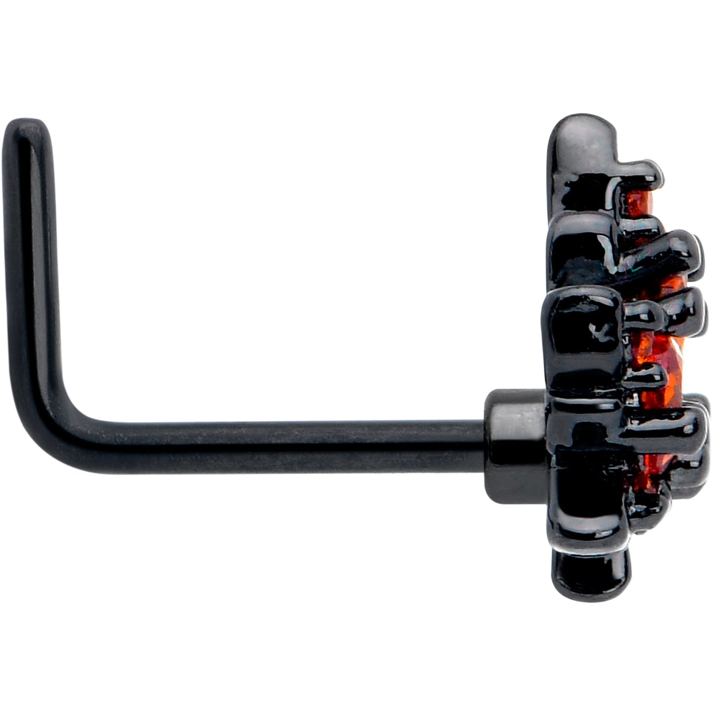 20G 7mm Orange CZ Gem Black Autumn Leaf L Shape Nose Ring