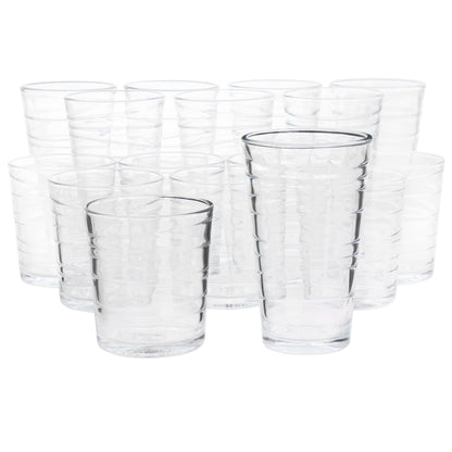 Gibson Home 16 Piece Swirl Clear Assorted Glassware Set | Glassware | Under $100 | Kitchen + Metal