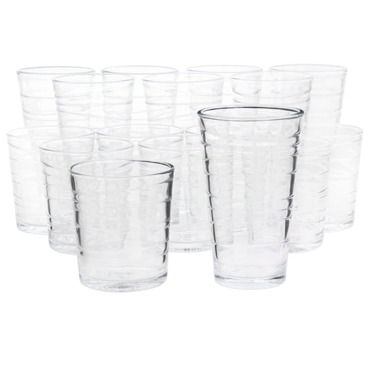 Gibson Home 16 Piece Swirl Clear Assorted Glassware Set | Glassware | Under $100 | Kitchen + Metal