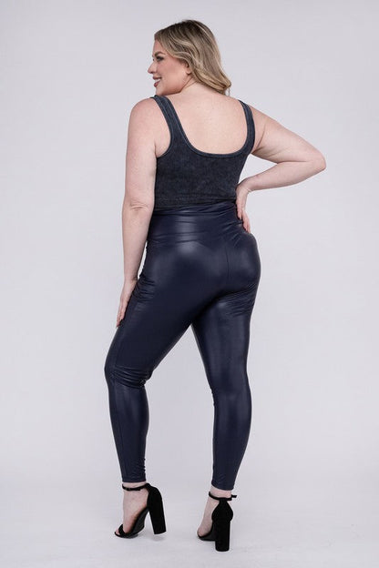 ZENANA Plus High Rise Faux Leather Leggings