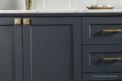 Paloma 72" Dark Gray Double Bathroom Vanity with Quartz Top & Gold Hardware