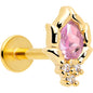 16G 5/16 Pink CZ Gem Gold Tone Style Fire Labret Monroe Tragus