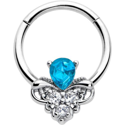 16G 3/8 Blue Gem Style Simplicity Hinged Segment Ring