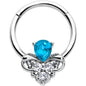 16G 3/8 Blue Gem Style Simplicity Hinged Segment Ring