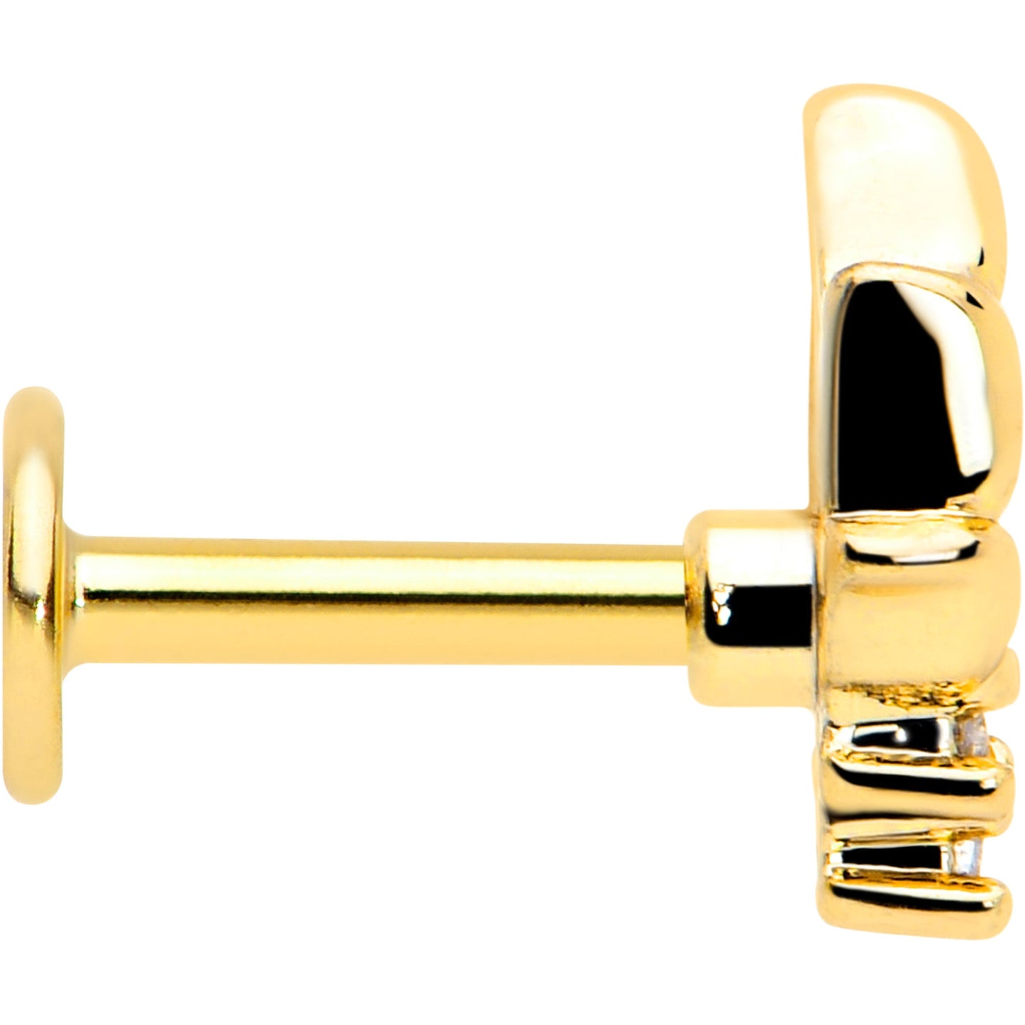 16G 1/4 Pink CZ Gem Gold Tone Style Fire Labret Monroe Tragus