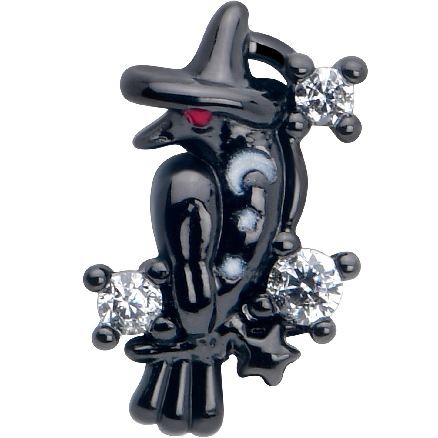 16G 1/4 Clear CZ Gem Black Raven Witch Labret Monroe Tragus