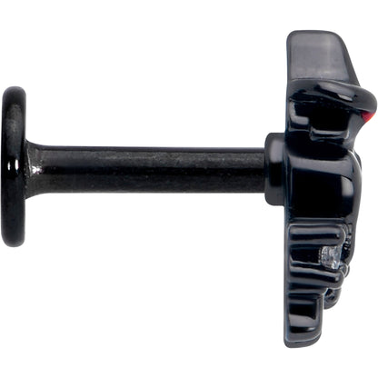 16G 1/4 Clear CZ Gem Black Raven Witch Labret Monroe Tragus