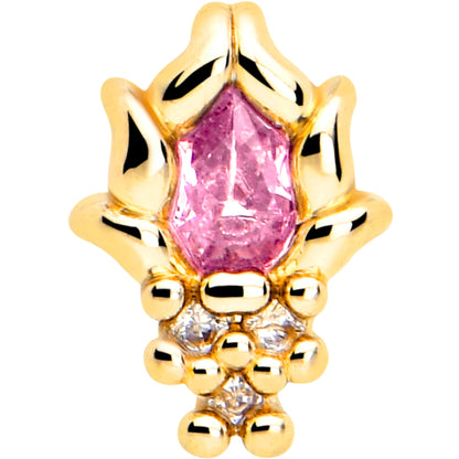 20G 7mm Pink CZ Gem Gold Tone Style Fire L Shape Nose Ring