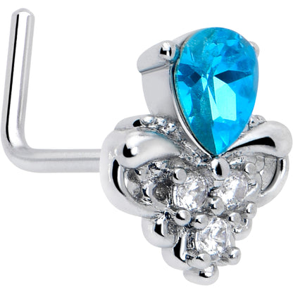 20G 7mm Blue Gem Style Simplicity L Shape Nose Ring