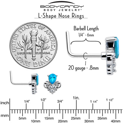 20G 7mm Blue Gem Style Simplicity L Shape Nose Ring