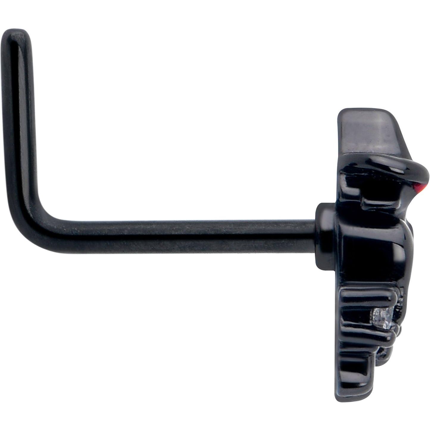 20G 7mm Clear CZ Gem Black Raven Witch L Shape Nose Ring