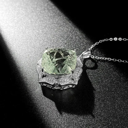 Luxury Sweater Chain Femininity S925 Silver Set Large Natural Green