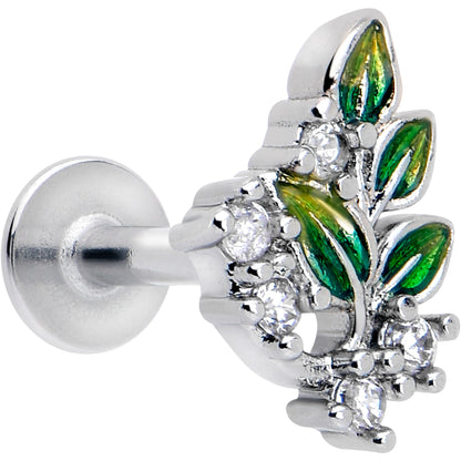 16G 1/4 Clear CZ Gem Morning Leaves Cartilage Labret