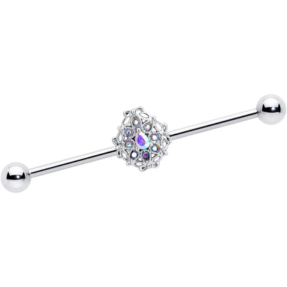 14G Aurora Gem Retro Sunburst Industrial Barbell 38mm