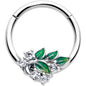 16G 3/8 Clear CZ Gem Morning Leaves Hinged Segment Ring