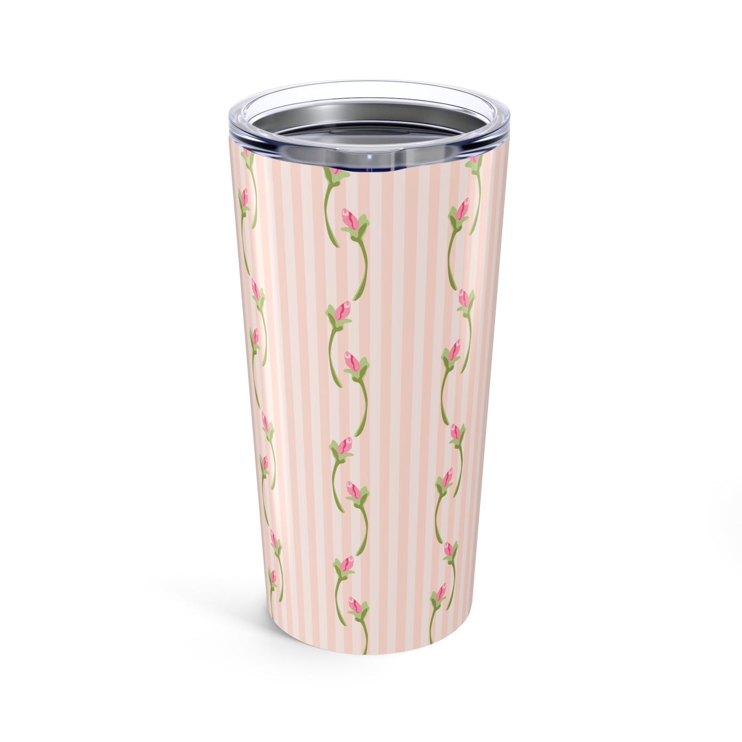 Customizable: Floral Striped Tumbler | 20oz Travel Mug | Perfect Gift for Mother's Day, Weddings, Tea Lovers, Spring Decor