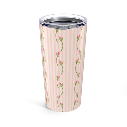 Customizable: Floral Striped Tumbler | 20oz Travel Mug | Perfect Gift for Mother's Day, Weddings, Tea Lovers, Spring Decor