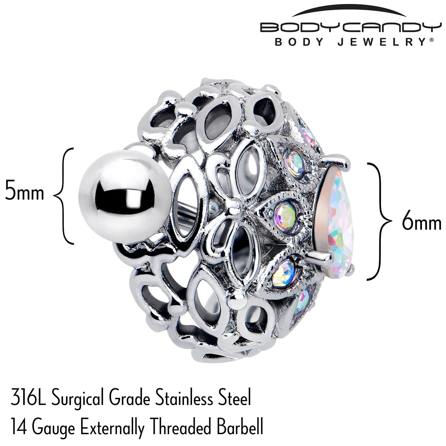 14G 9/16 Aurora Gem Retro Sunburst Nipple Shield Set