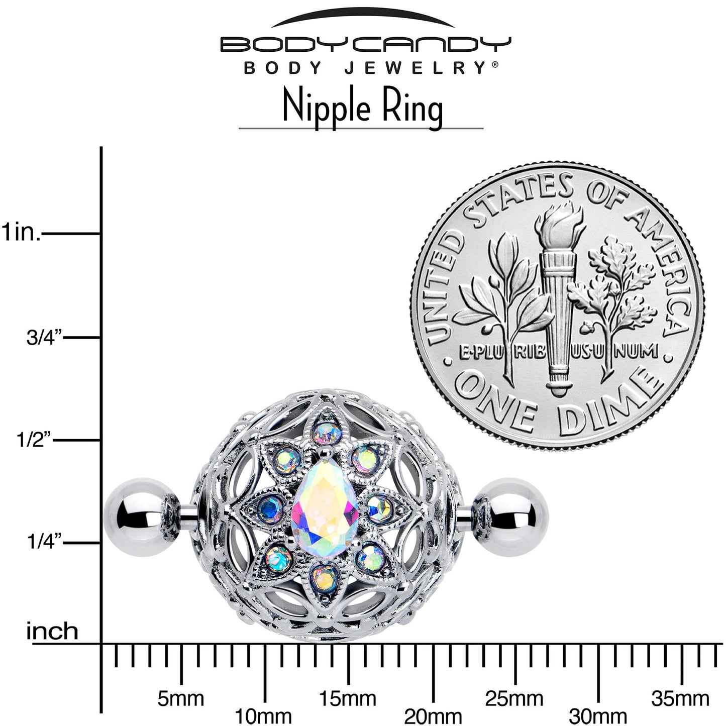 14G 9/16 Aurora Gem Retro Sunburst Nipple Shield Set