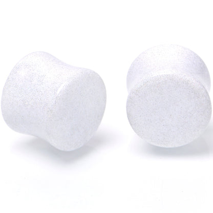 White Shimmer Acrylic Double Flare Plug Set 6mm to 20mm Sizes