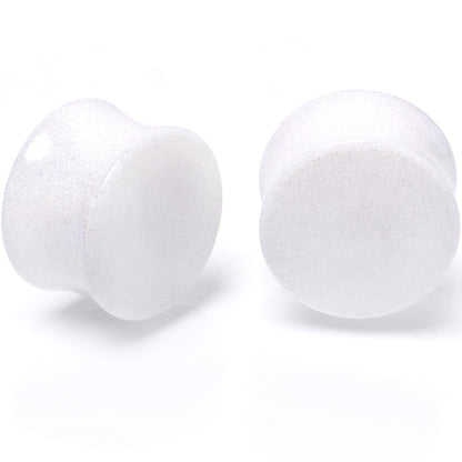 White Shimmer Acrylic Double Flare Plug Set 6mm to 20mm Sizes