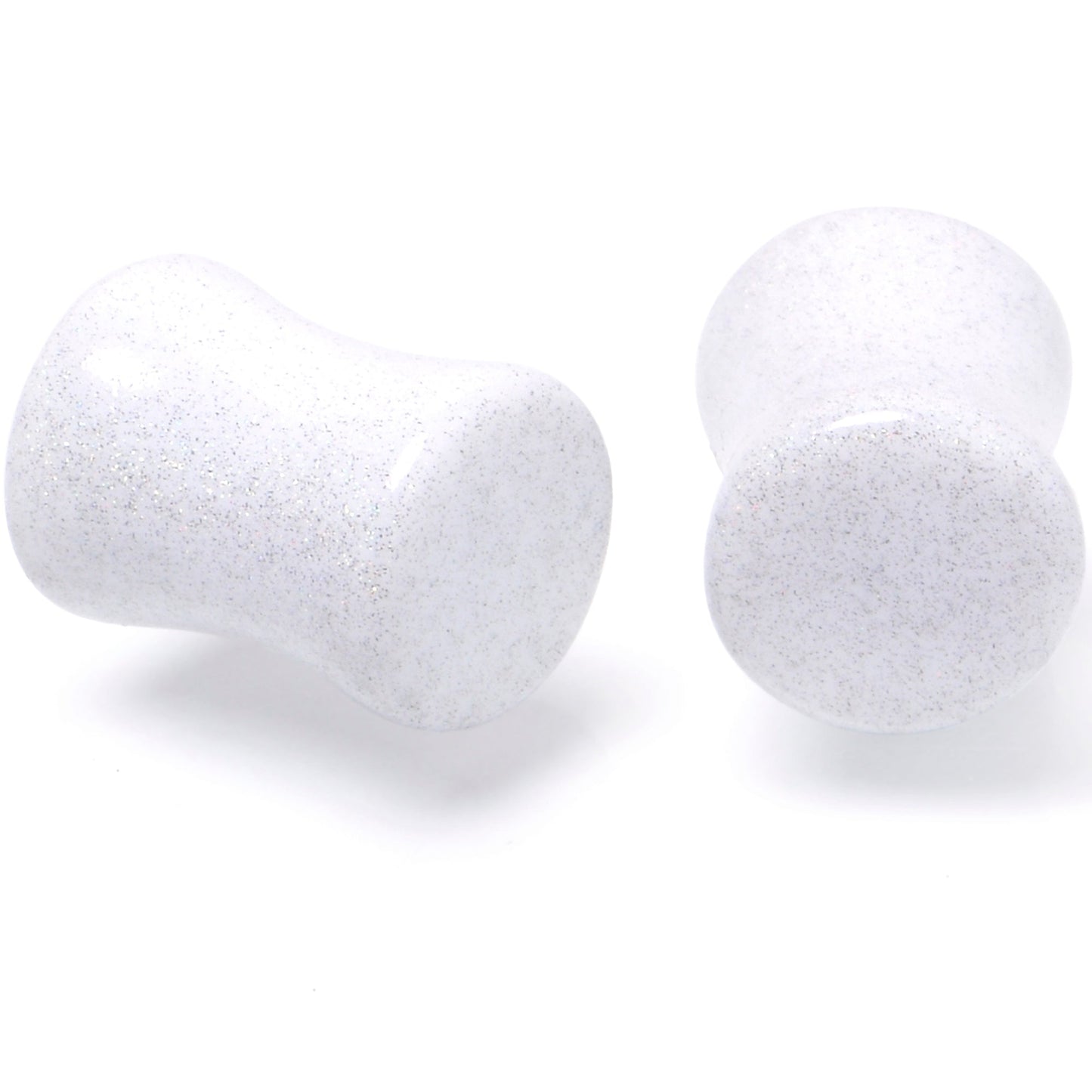 White Shimmer Acrylic Double Flare Plug Set 6mm to 20mm Sizes