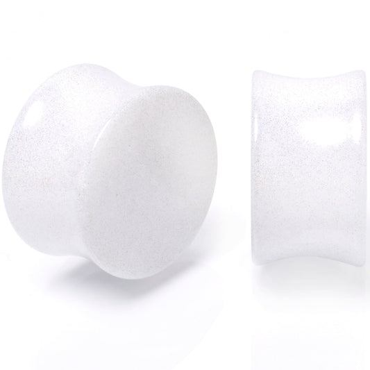 White Shimmer Acrylic Double Flare Plug Set 6mm to 20mm Sizes