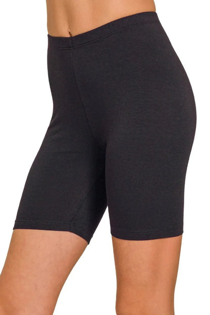 Zenana Premium Cotton Biker Shorts in Black