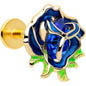 16G Gold Tone Deep Blue Flower Flat Back Earring