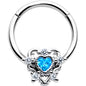 16G 3/8 Blue Clear CZ Gem Heart Pair Hinged Segment Ring